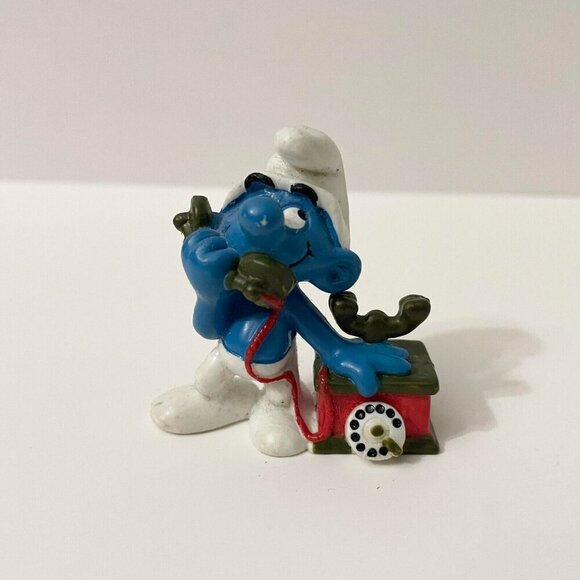 Vintage 1980 Smurfs Telephone Smurf Phone Figure Toy - Picture 12 of 12